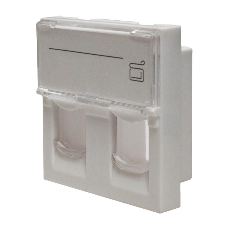 Панель лицевая 2 порта 45х45 Keystone шторки откидное маркиров. окно (DIY) SUPRLAN 10-0302-1