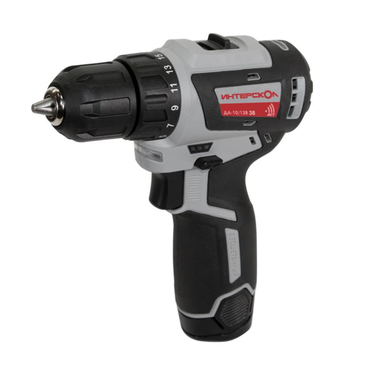 Дрель-шуруповерт аккумуляторная бесщеточн. ДА-10/12В 38 МиниМАКС (Li-ion кейс 2 аккум. 30А.ч ЗУ) ИНТЕРСКОЛ 757.3.2.40