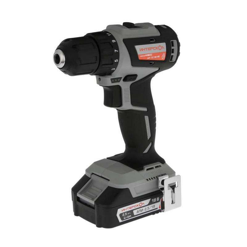 Дрель-шуруповерт аккумуляторная бесщеточн. ДА-10/18В 44 МиниМАКС Li-ion АПИ (кейс 2 аккум. 25А.ч ЗУ) ИНТЕРСКОЛ 759.2.2.45