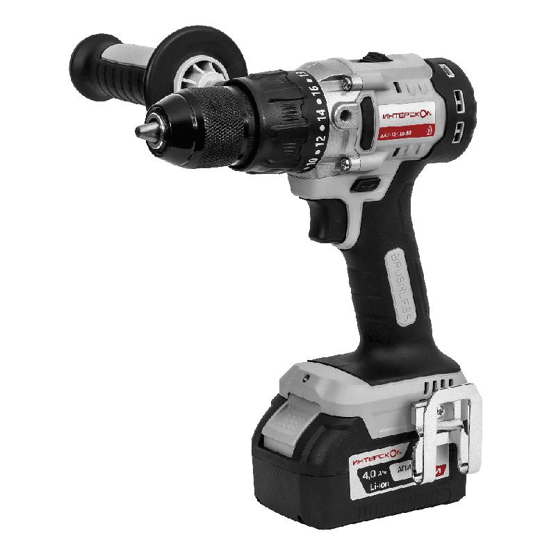 Дрель-шуруповерт аккумуляторная удар. бесщеточн. ДАУ-13/18В 80 Li-ion АПИ (кейс 1 аккум. 40А.ч ЗУ) ИНТЕРСКОЛ 786.4.1.70