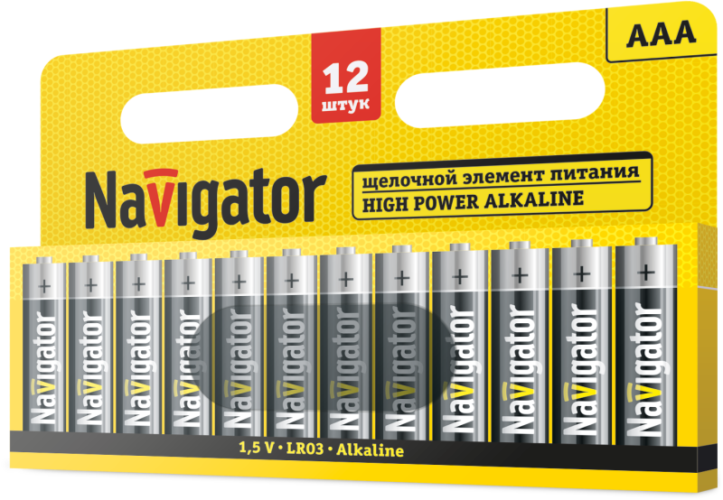 Элемент питания алкалиновый 95 160 NBT-01 AAA LR03 BP12 NAVIGATOR 95160