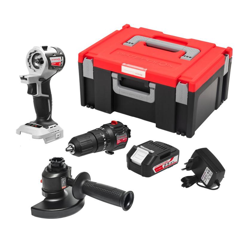 Набор инструмента МультиМАКС "Сделай Сам" (привод ММ-18В модуль ДАУ-13 модуль УШМ-125 1 АКБ 2.5А.ч ЗУ-1.5/18 МультиБОКС 150) ИНТЕРСКОЛ 755.2.4.46