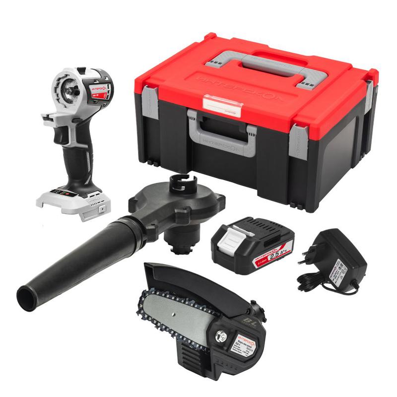 Набор инструмента МультиМАКС "Садовник" (привод ММ-18В модуль ВА-28 модуль ПЦА-4 1 АКБ 2.5А.ч ЗУ-1.5/18 МультиБОКС 150) ИНТЕРСКОЛ 755.2.3.46