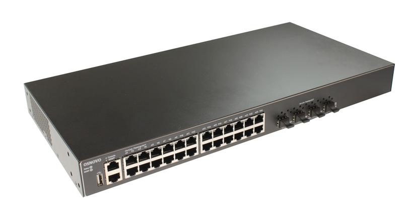 Коммутатор управляемый стекируемый L3 SW-24G4X-L3ST Gigabit Ethernet на 24хRJ45 + 4х10G SFP+ Uplink OSNOVO 14695