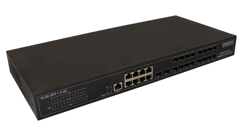 Коммутатор управляемый L2+ SW-70818/L2 Gigabit Ethernet на 18хGE SFP + 8хGE RJ45 портов OSNOVO 13263