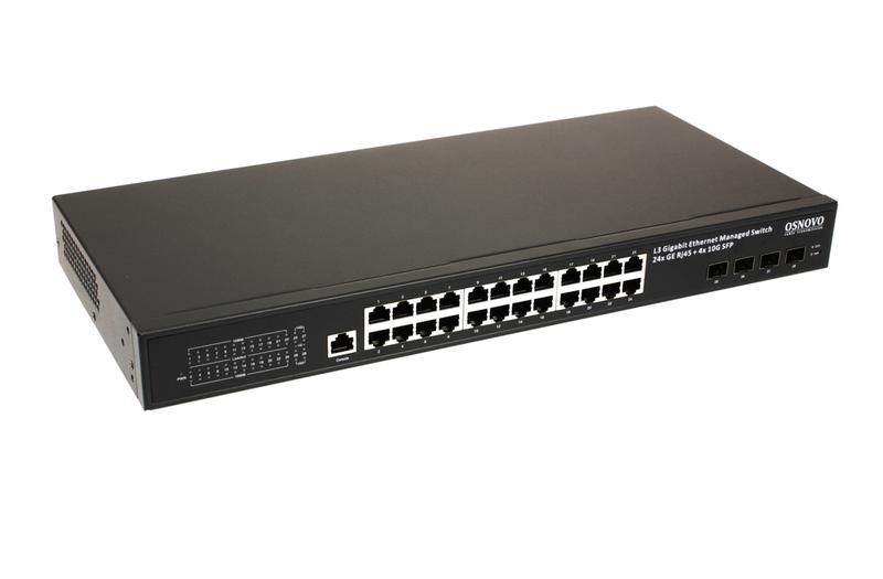 Коммутатор управляемый L3 SW-24G4X-2L Gigabit Ethernet на 24хRJ45 + 4х10G SFP+ Uplink OSNOVO 14168