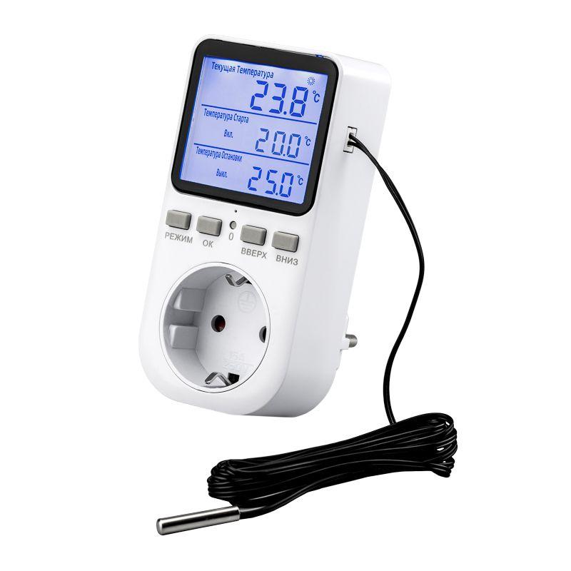 Терморегулятор в розетку 16А-01 бел. Rexant 51-0800