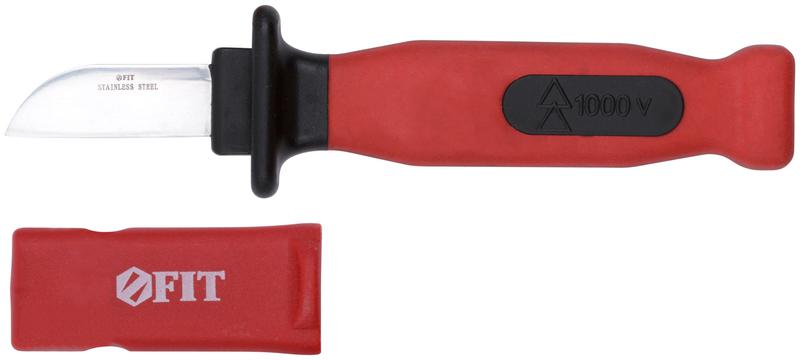 Нож изолированный 1000 В нерж.сталь 200мм лезвие 50мм прорезин.ручка FIT 10605