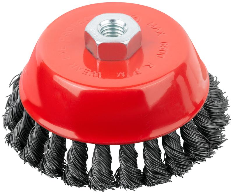Корщетка-чашка гайка М14 стальная витая проволока 125мм FIT 39469