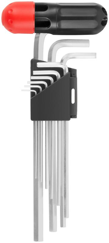 Набор ключей шестигранных длинные (15-10мм) CrV 9шт с пластик.Т-обр.ручкой FIT 64197