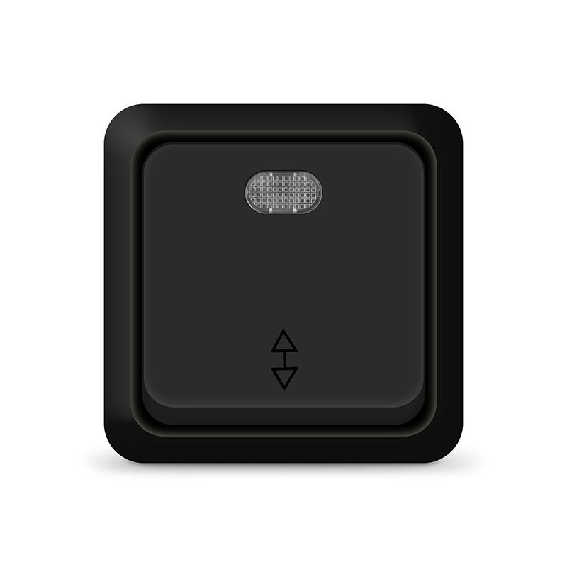 Переключатель проходной 1-кл. ОП Олимп 10А IP20 с подсветкой черн. Universal 2211