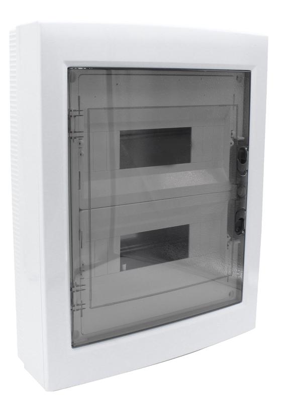 Корпус щита распределительного для модульного оборудования 24M(12х2) навесной прозр. затемненная дверца Cetinkaya Pano CP30924