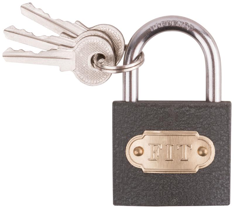 Замок навесной железный 38х32мм стальная дужка 52мм FIT 67138