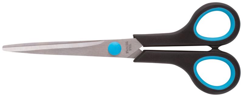 Ножницы бытовые нержавеющие прорезиненные ручки толщина лезвия 1.8мм 175мм FIT 67375