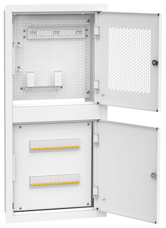Шкаф встраиваемый двухсек. 3 ком. 400х850мм дверь метал. бел. LINEA R ITK LR16-4H81-M-FR3