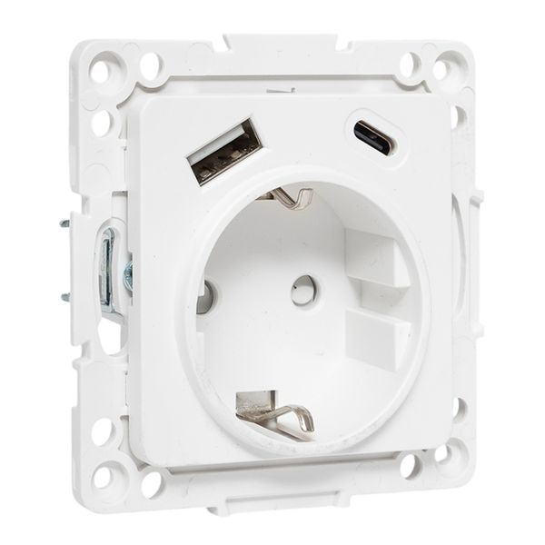 Розетка 1-м СП Стокгольм 16А USB A+C с заземл. защ. шторки винтов. клеммы механизм бел. EKF EYR16-2USB-typeA-typeC