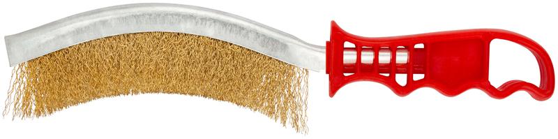 Корщетка с изогнутой пластиковой ручкой латунированная вогнутая тип С FIT 38420