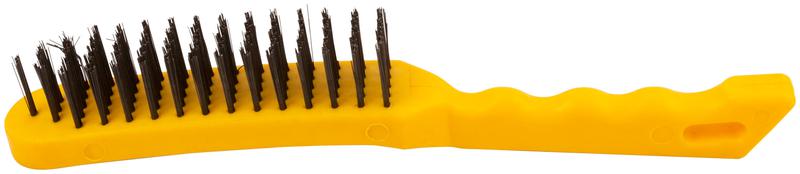Корщетка стальная пластиковая ручка 275мм 5-ти рядная желт. FIT 38439