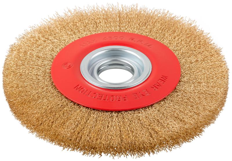 Корщетка-колесо стальная латунированная волнистая проволока 200мм FIT 39016