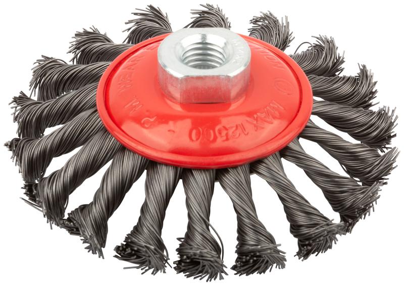 Корщетка-колесо с наклоном гайка М14 стальная витая проволока 115мм FIT 39115