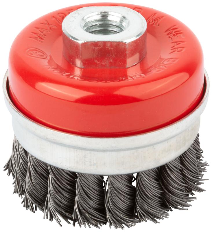 Корщетка-чашка гайка М14 стальная витая проволока с бандажом профи 65мм FIT 39506