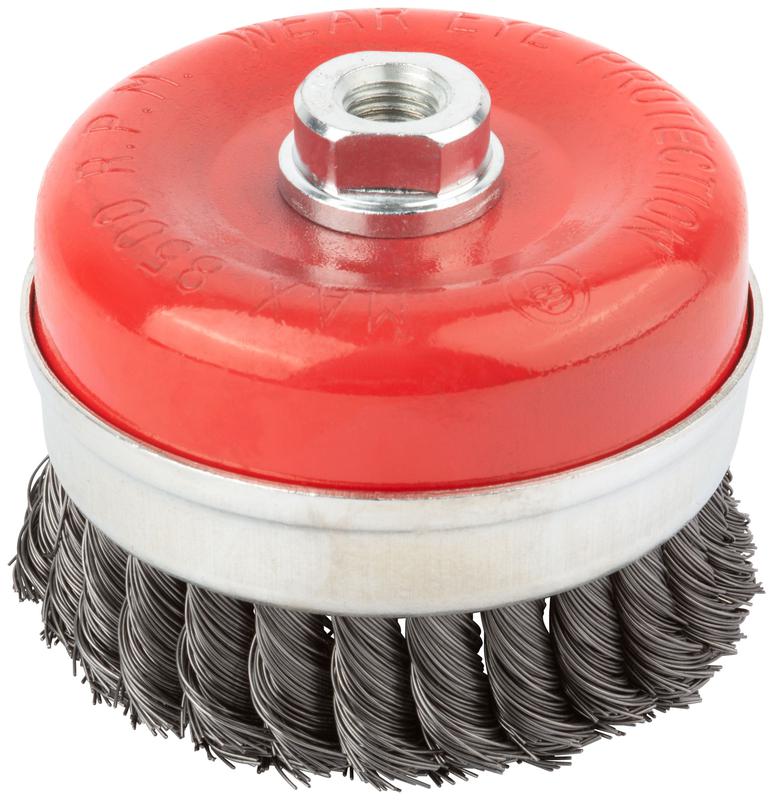 Корщетка-чашка гайка М14 стальная витая проволока с бандажом профи 100мм FIT 39510