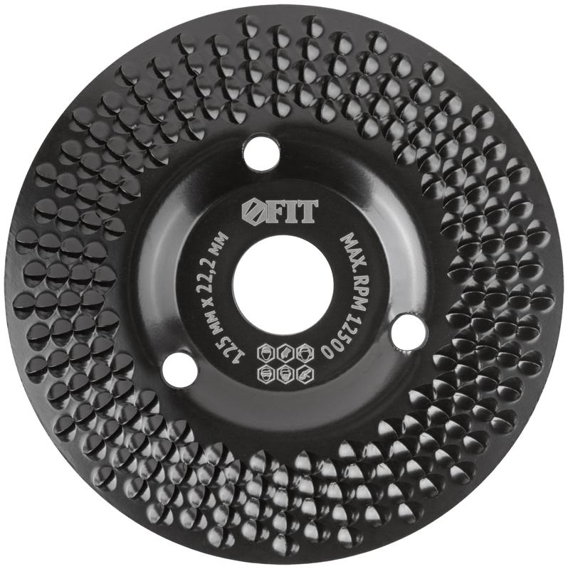 Диск обдирочный по дереву наклонный посадочный диаметр 22.2мм 125мм грубая насечка FIT 39524