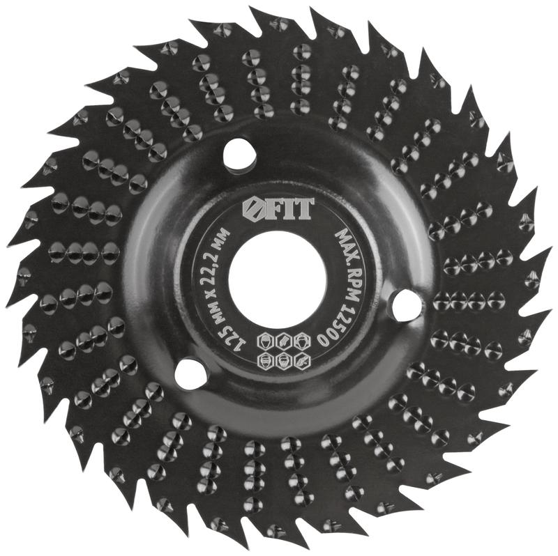 Диск-фреза обдирочный по дереву плоский посадочный диаметр 22.2мм 125мм грубая насечка FIT 39529