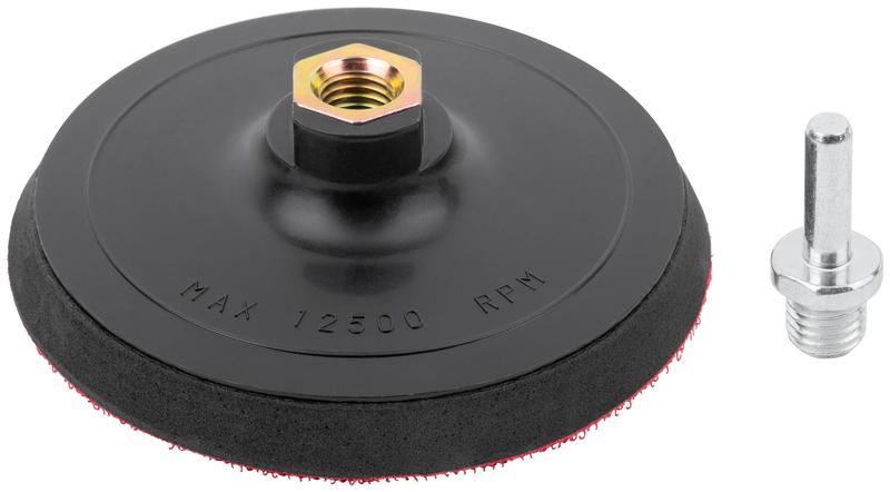 Диск шлифовальный с липучкой гайка М14 + переходник для дрели 125х10мм черн. FIT 39627