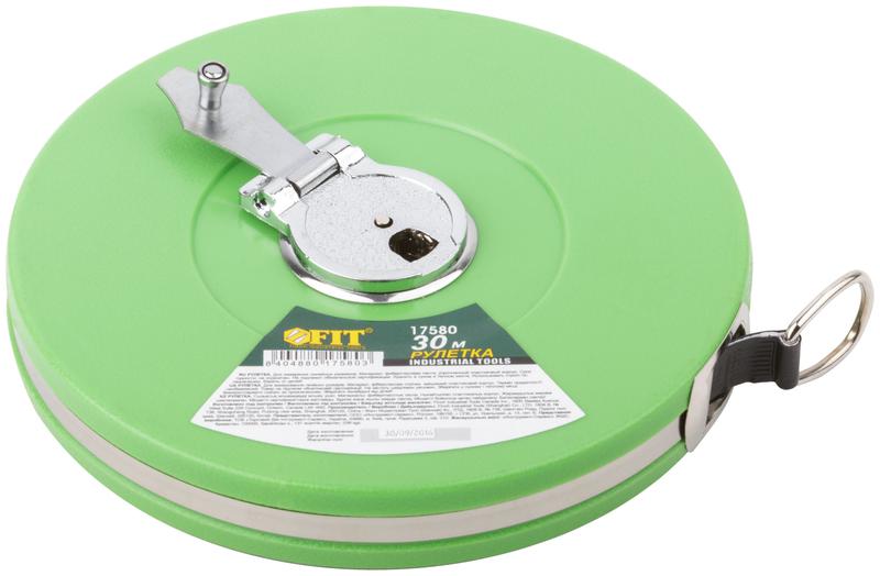 Рулетка 30м фибергласовая лента корпус пластик. зел. FIT 17580