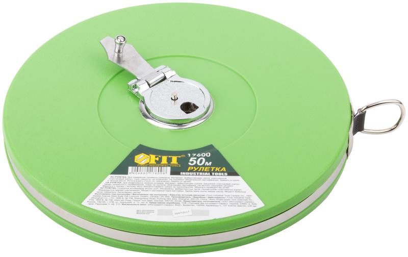 Рулетка 50м фибергласовая лента корпус пластик. зел. FIT 17600