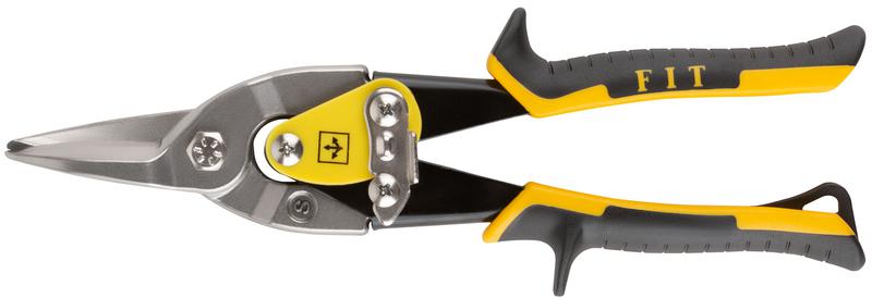 Ножницы по металлу усиленные CrMo профи прорезиненные ручки прямые 250мм FIT 41578