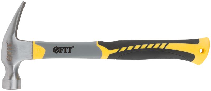 Молоток-гвоздодер Профи 29мм 450г фибергласовая усилен. 3-х цветная ручка FIT 44776