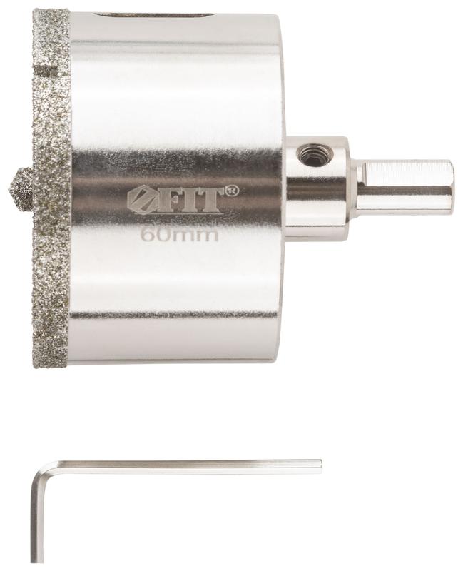 Коронка кольцевая алмазная по керамограниту камню и кафелю 60х70мм с центровочным сверлом FIT 16223