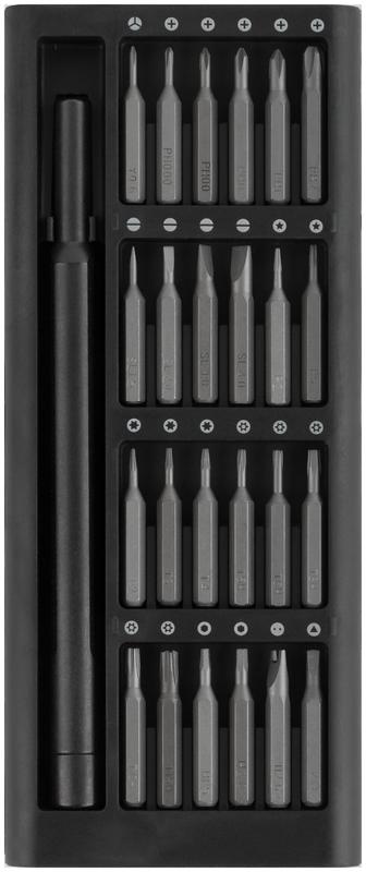 Отвертка с битами для точных работ 24 бит сталь S2 алюм. кейс профи FIT 56195