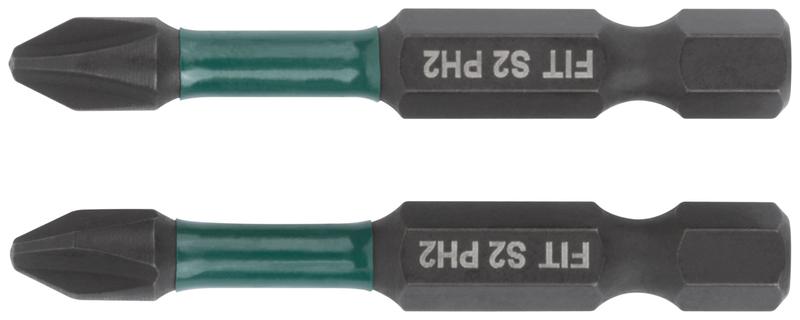 Набор бит кованые ударные сталь S2 односторонние 50мм PH2 профи блистер (уп.2шт) FIT 57481