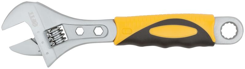 Ключ разводной "Классик" шкала увелич. захват прорезин. ручка 200мм 28мм FIT 70152