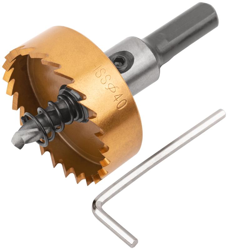 Коронка кольцевая по металлу 40мм титан. покрытие; HSS сталь FIT 36872