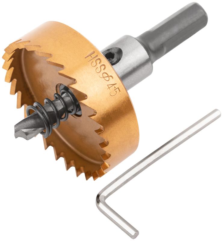 Коронка кольцевая по металлу 45мм титан. покрытие; HSS сталь FIT 36876