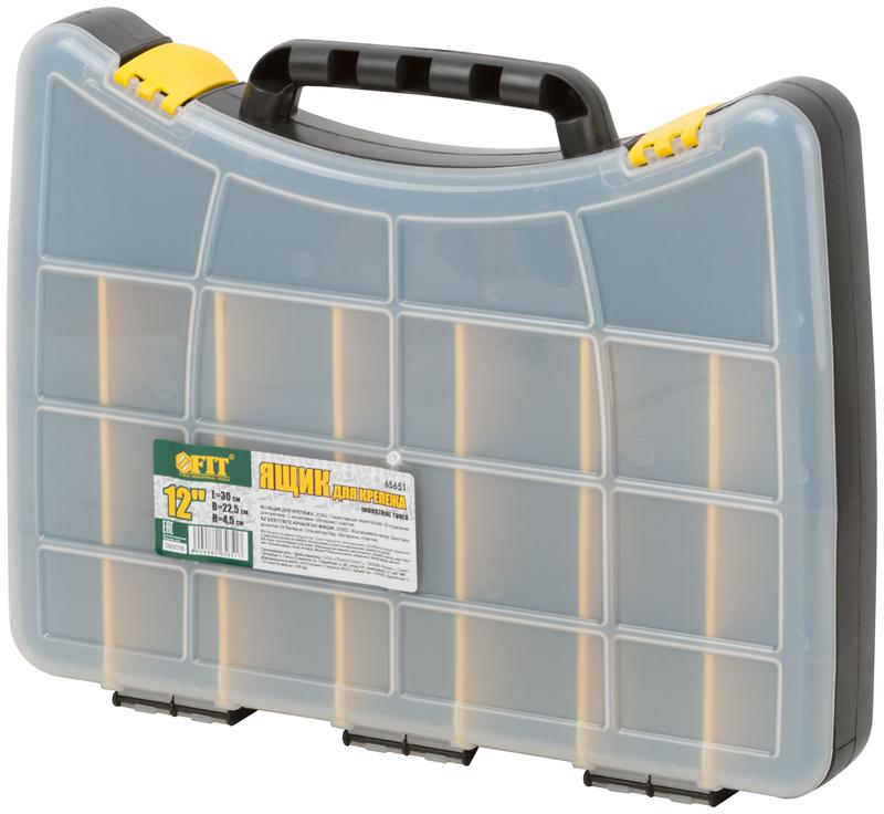Ящик для крепежа (органайзер) (с защелкой) 12дюйм ( 300х225х45мм ) FIT 65651