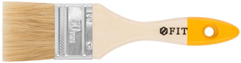 Кисть флейцевая "Стандарт-Плюс" натур. светлая щетина деревянная ручка 2дюйм (50мм) FIT 01045