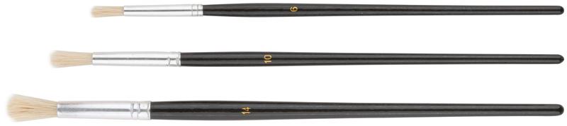 Кисть художественная натуральная щетина деревянная ручка круглая набор 3шт FIT 01522
