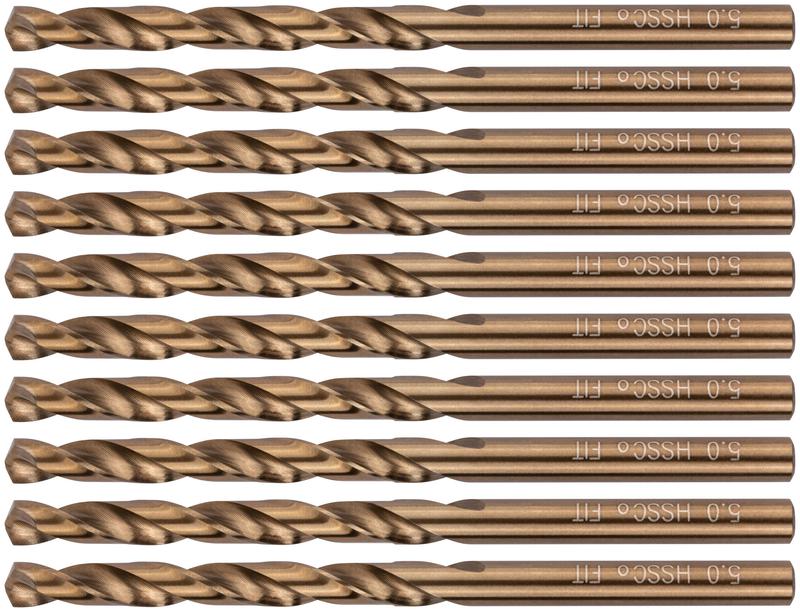 Сверло по металлу HSS с добавкой кобальта 5% Профи 5.0мм (уп.10шт) FIT 33950