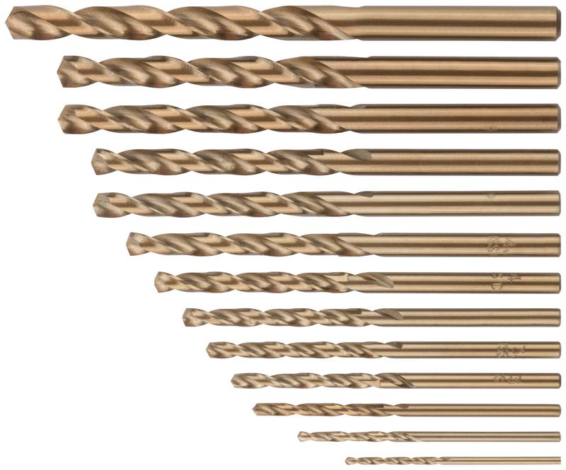 Набор сверл HSS по металлу с добавкой кобальта 5% 13шт ( 1.5-2-2.5-3-3.2-3.5-4-4.5-48-5-5.5-6-6.5мм) FIT 34015