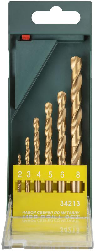 Набор сверл HSS по металлу титановое покрытие 6шт ( 2-3-4-5-6-8мм) FIT 34213