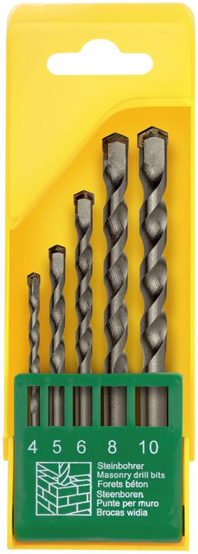 Набор сверл победитовых ударных; цилиндрический хвостовик 5шт (4-5-6-8-10мм) FIT 34567