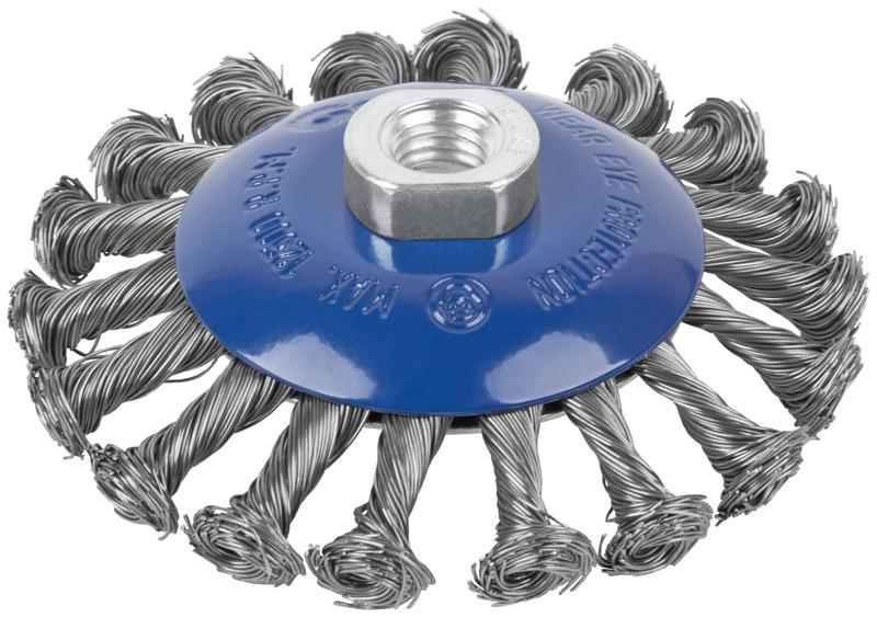 Щетка для УШМ М14 тип "Тарелка" крученая проволока 0.5мм 115мм Profi Cutop 82-529