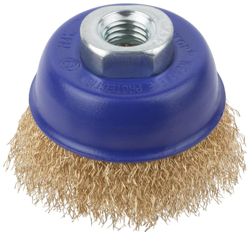 Щетка для УШМ М14 тип "Чашка" латун. витая проволока 0.3мм 65мм блист. Profi Cutop 82-893