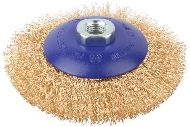 Щетка для УШМ М14 тип "Тарелка" латун. витая проволока 0.3мм 125мм блист. Profi Cutop 82-903