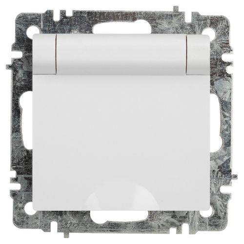 Розетка 1-м СП Accent 6-203-01 16А IP20 250В 2P+E Schuko с крышкой AL/CU бел. Intro Б0063709